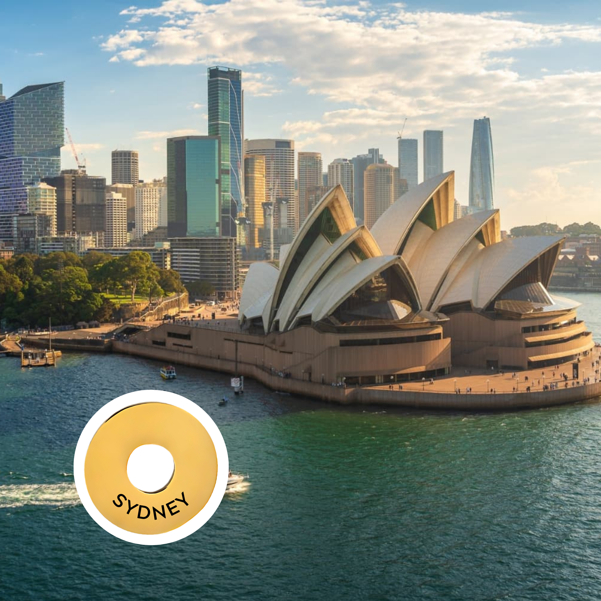 Sydney engraved city travel ring