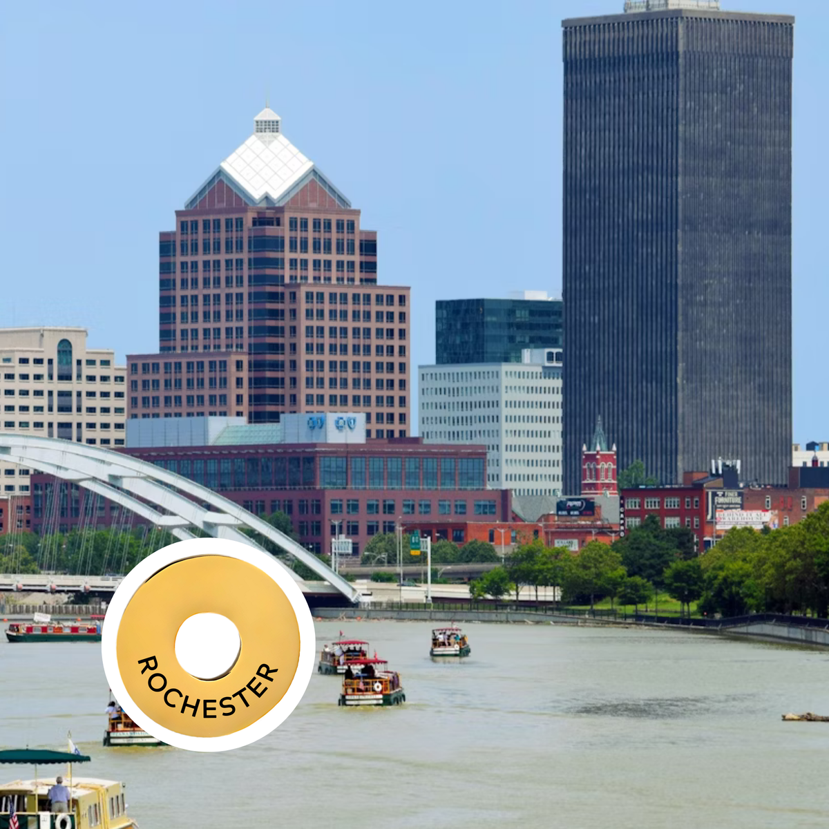Rochester engraved city travel ring