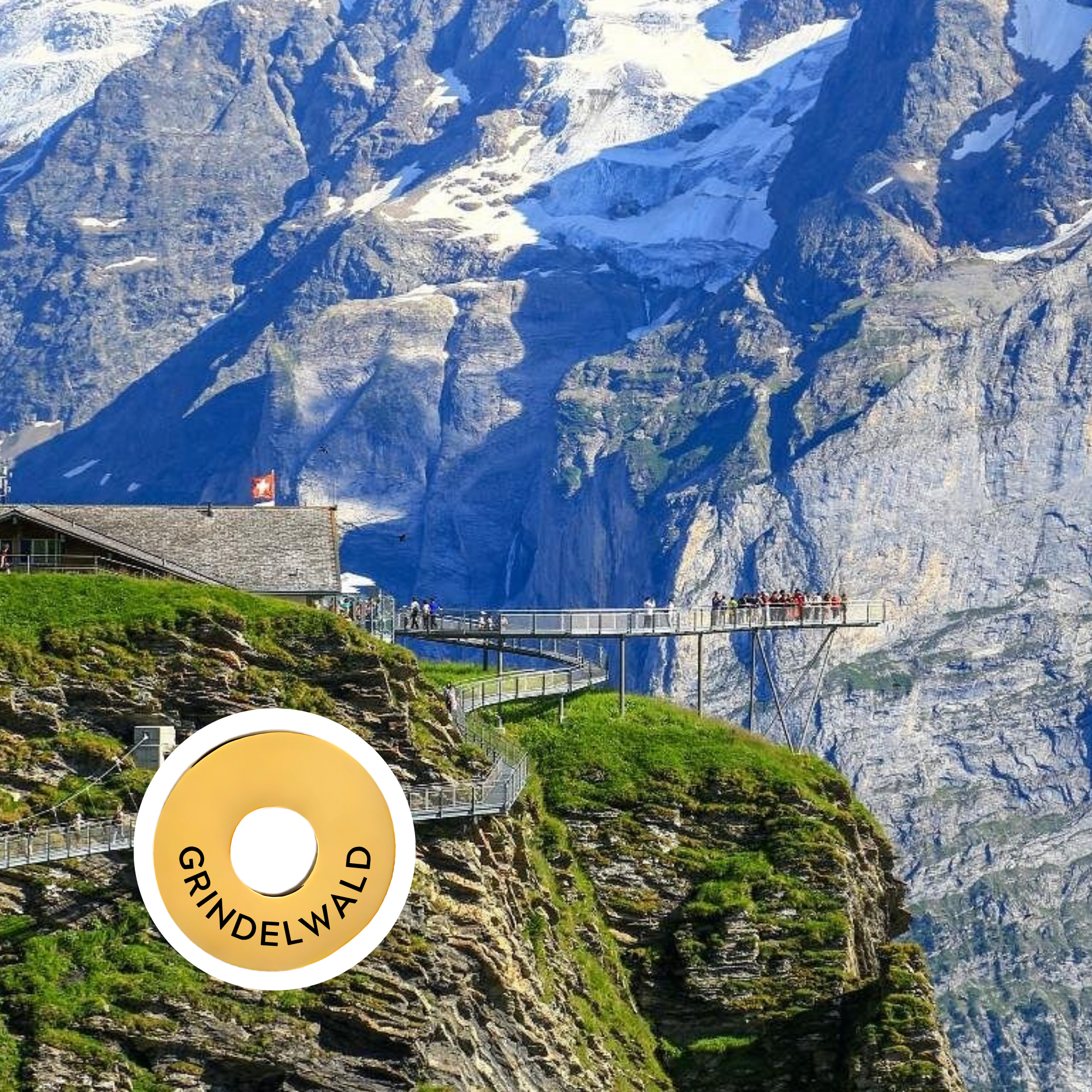 Grindelwald engraved city travel ring