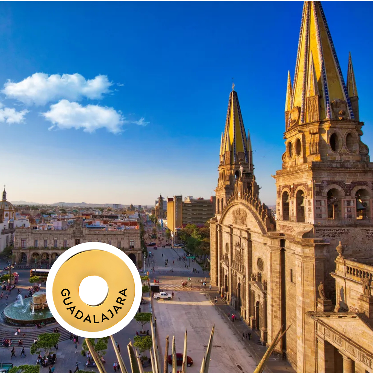 Guadalajara engraved city travel ring