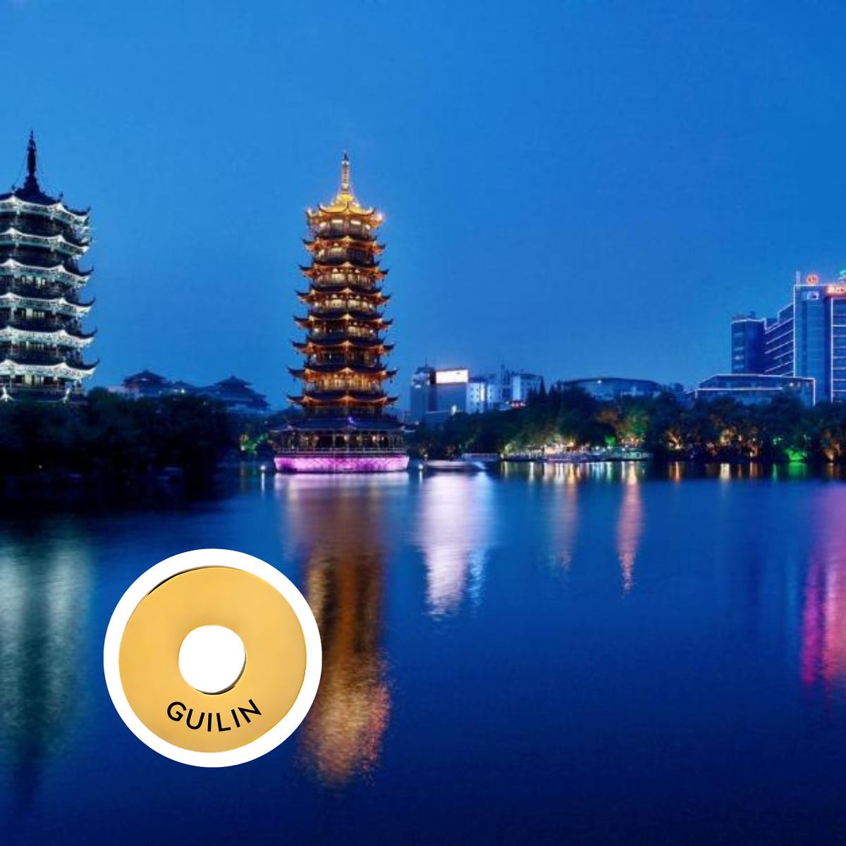 Guilin engraved city travel ring