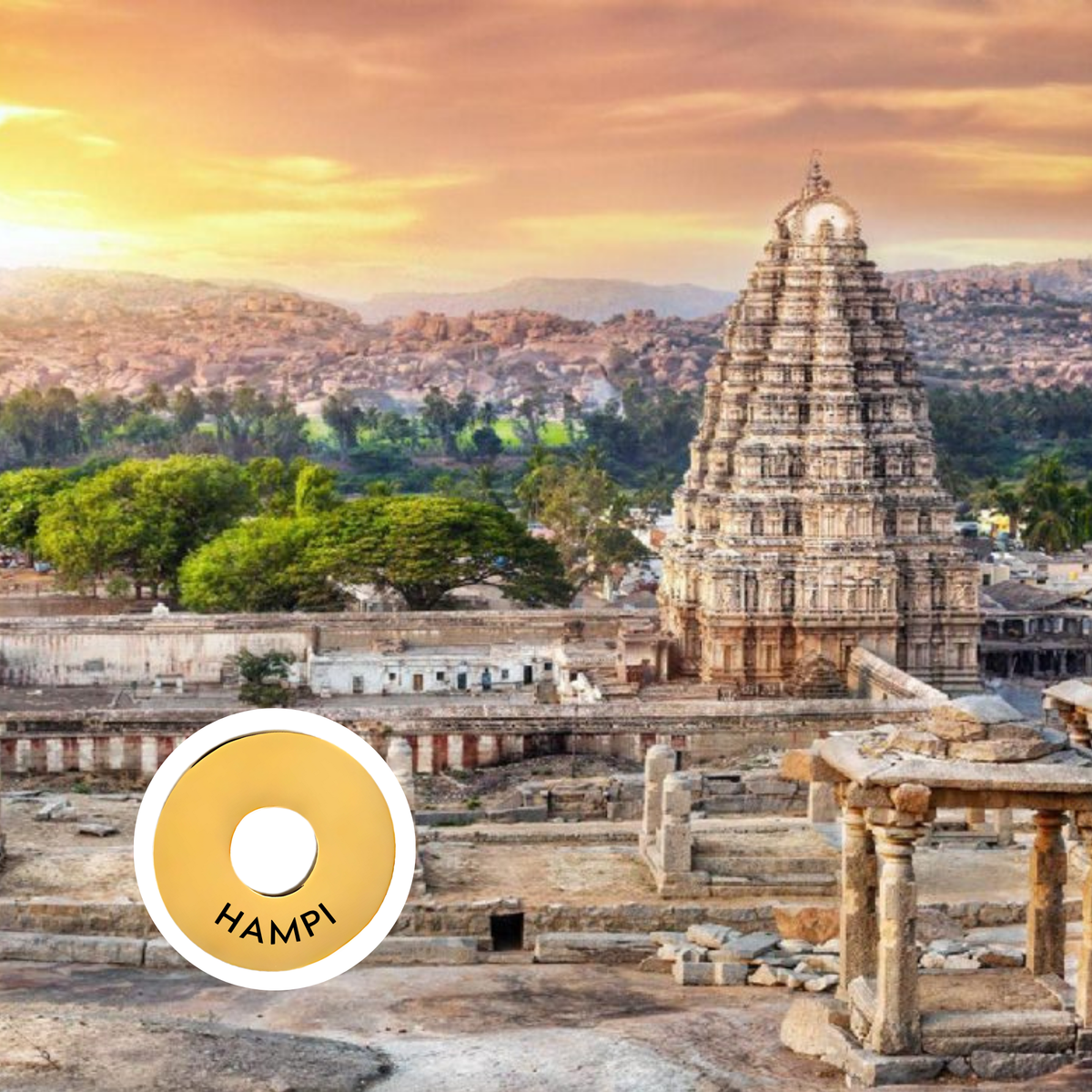 Hampi engraved city travel ring