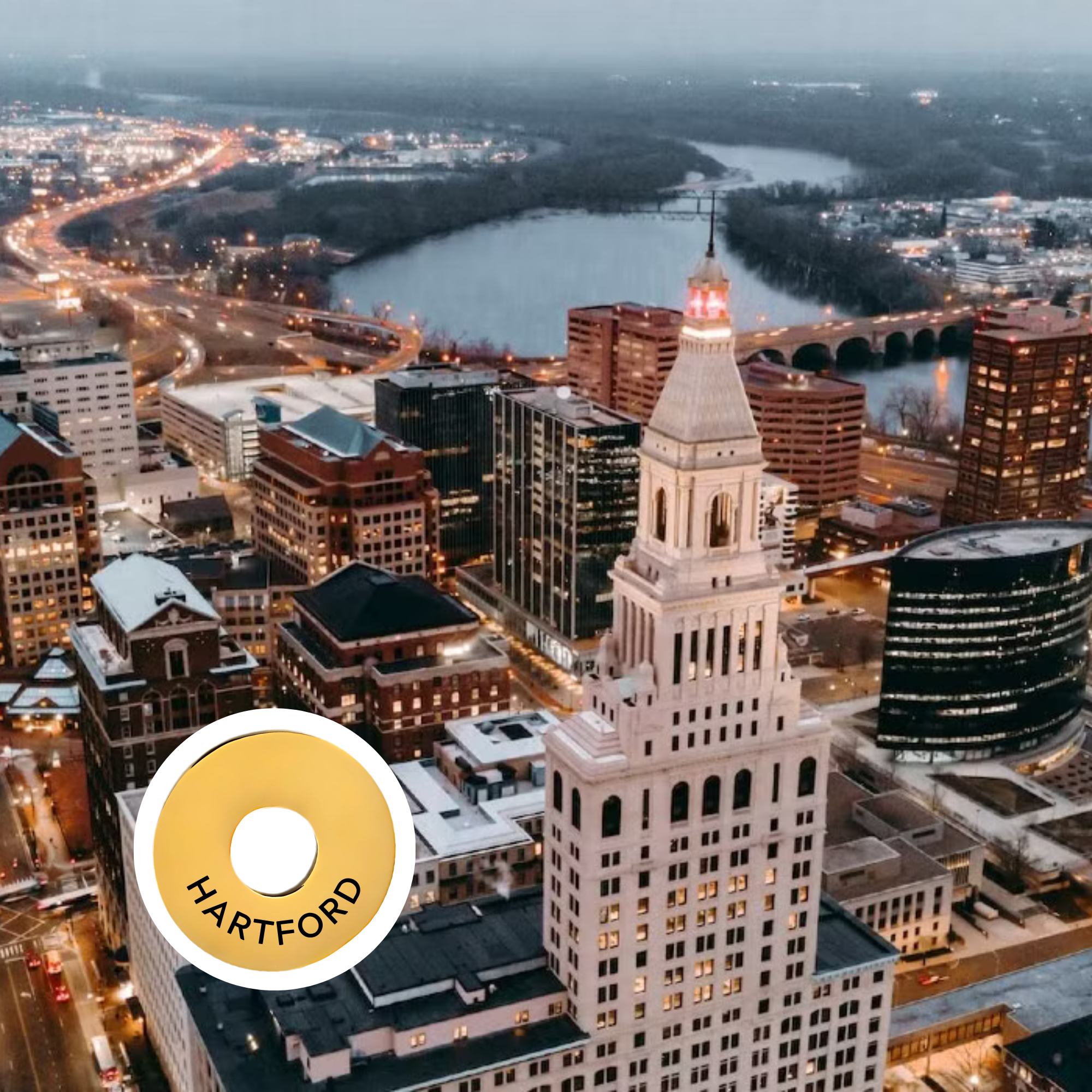 Hartford engraved city travel ring