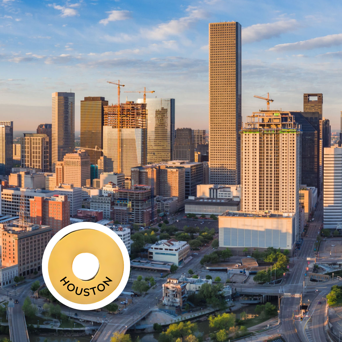 Houston engraved city travel ring