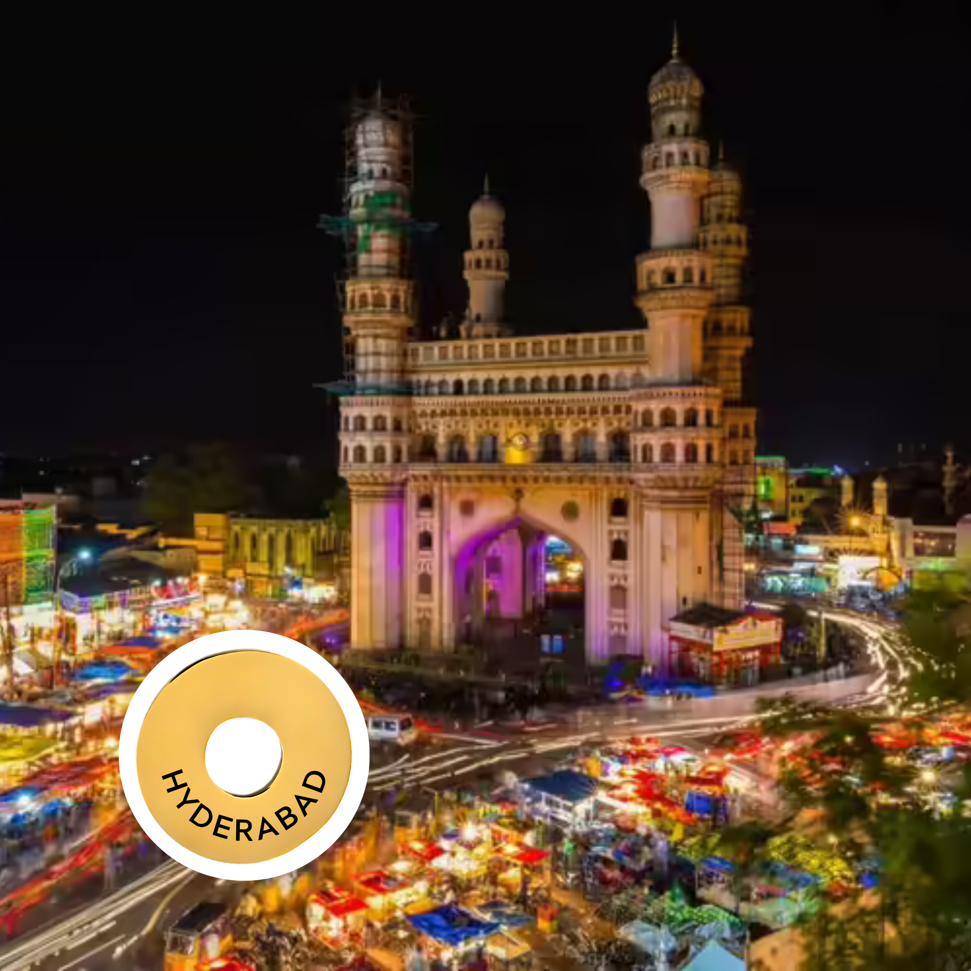 Hyderabad engraved city travel ring