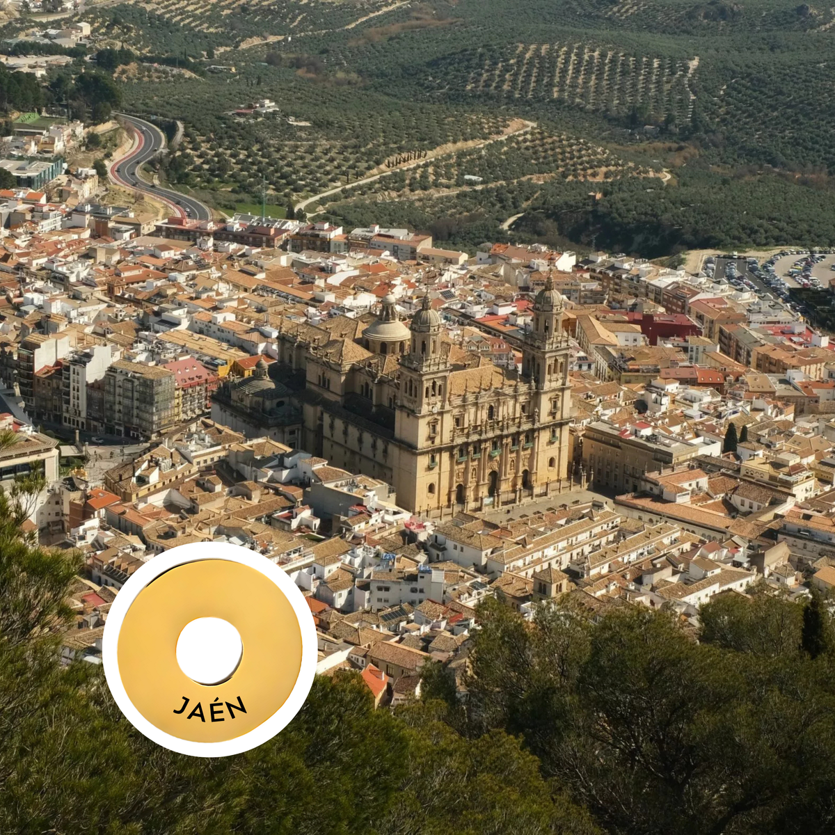 Jaén engraved city travel ring