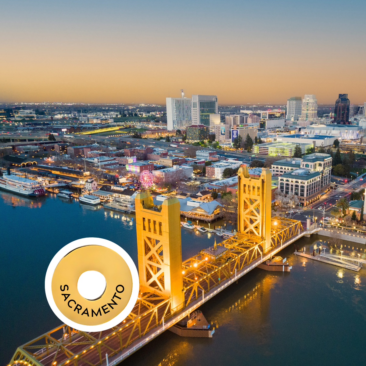 Sacramento engraved city travel ring
