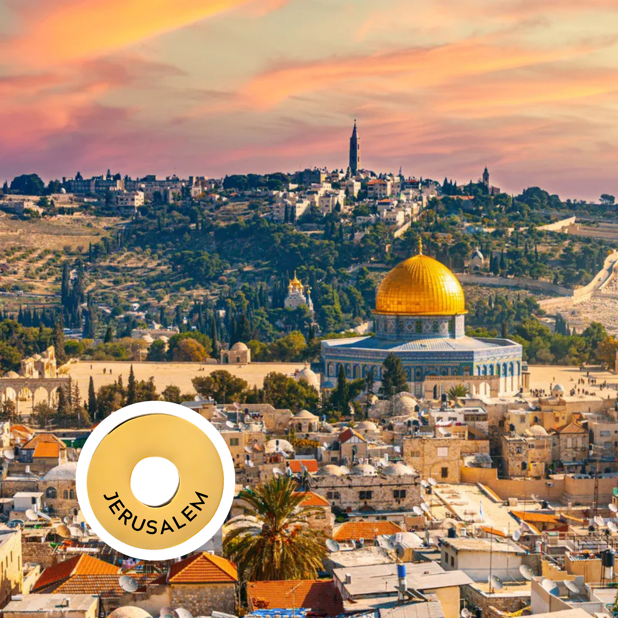 Jerusalem engraved city travel ring