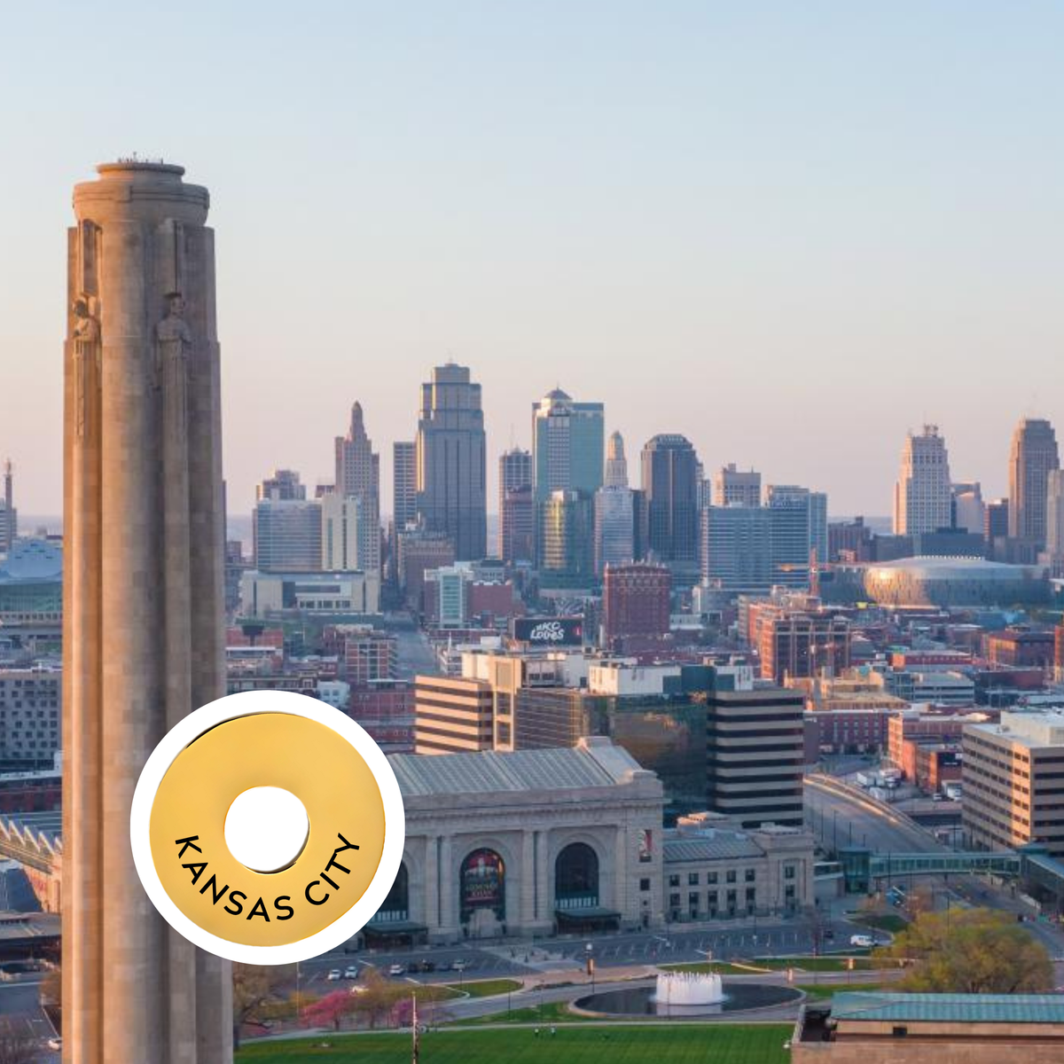 Kansas City engraved city travel ring