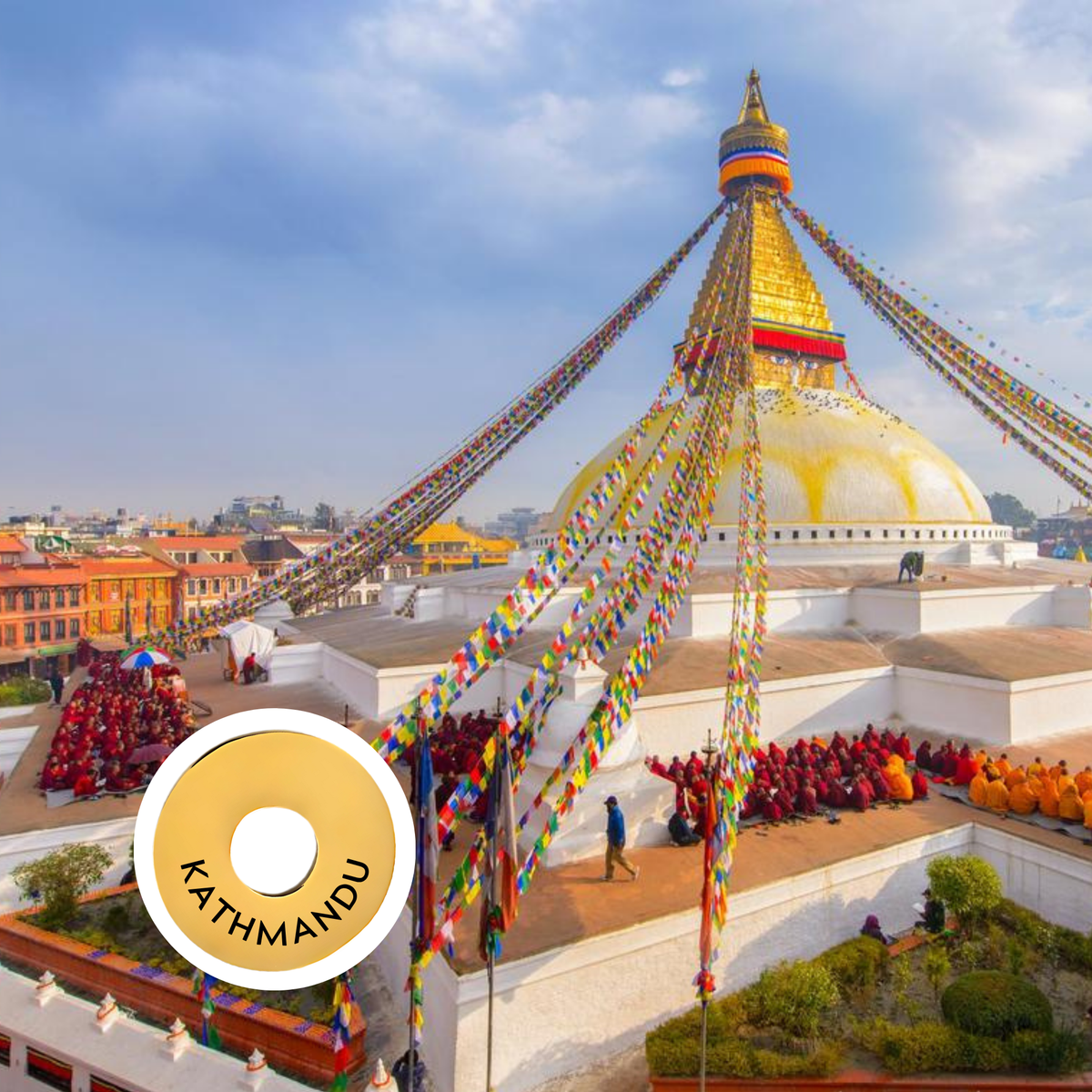 Kathmandu engraved city travel ring