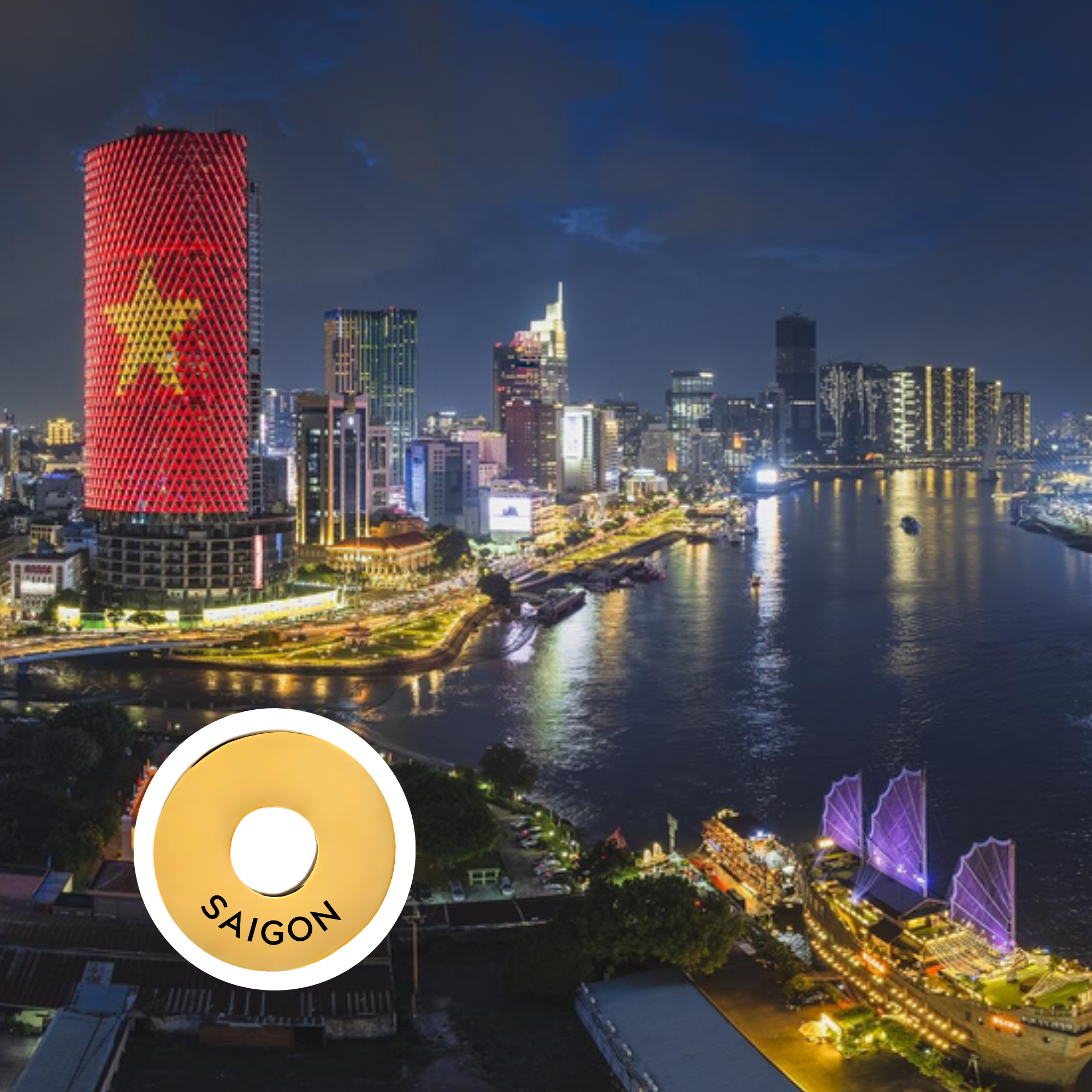 Saigon engraved city travel ring