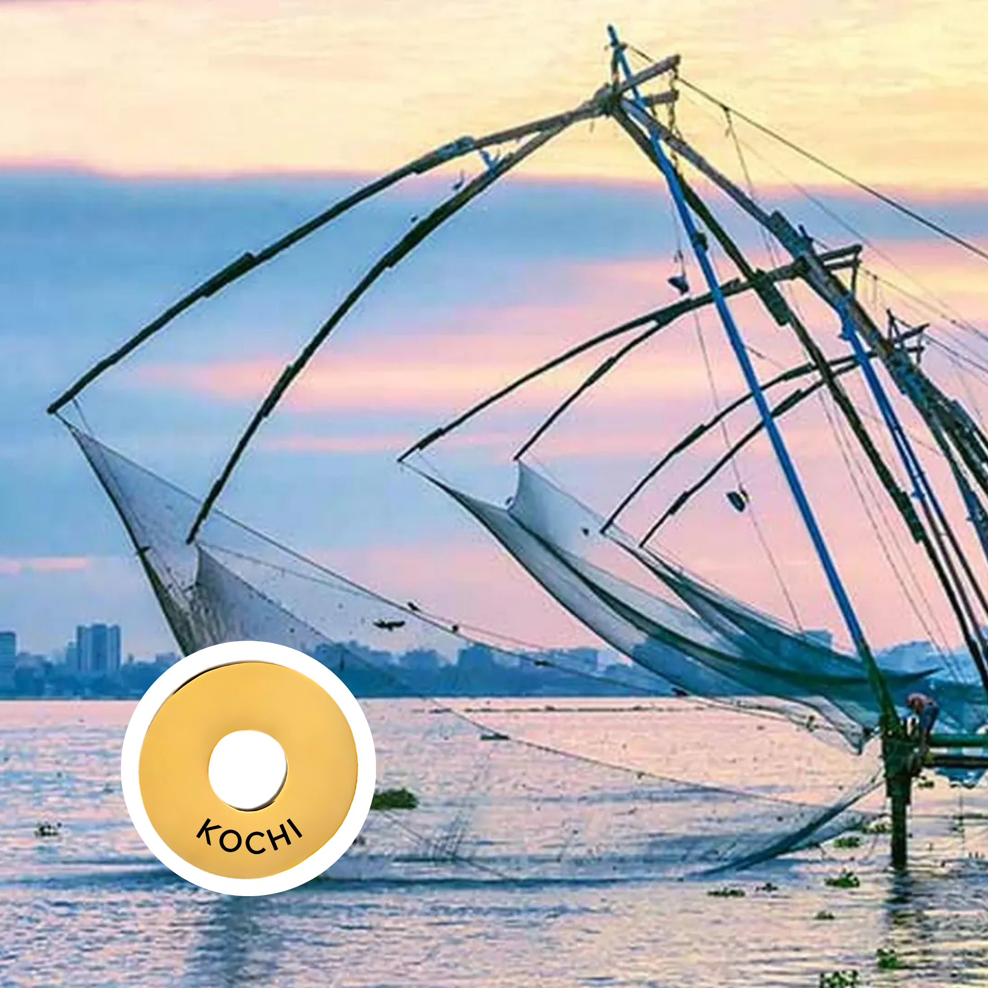 Kochi engraved city travel ring
