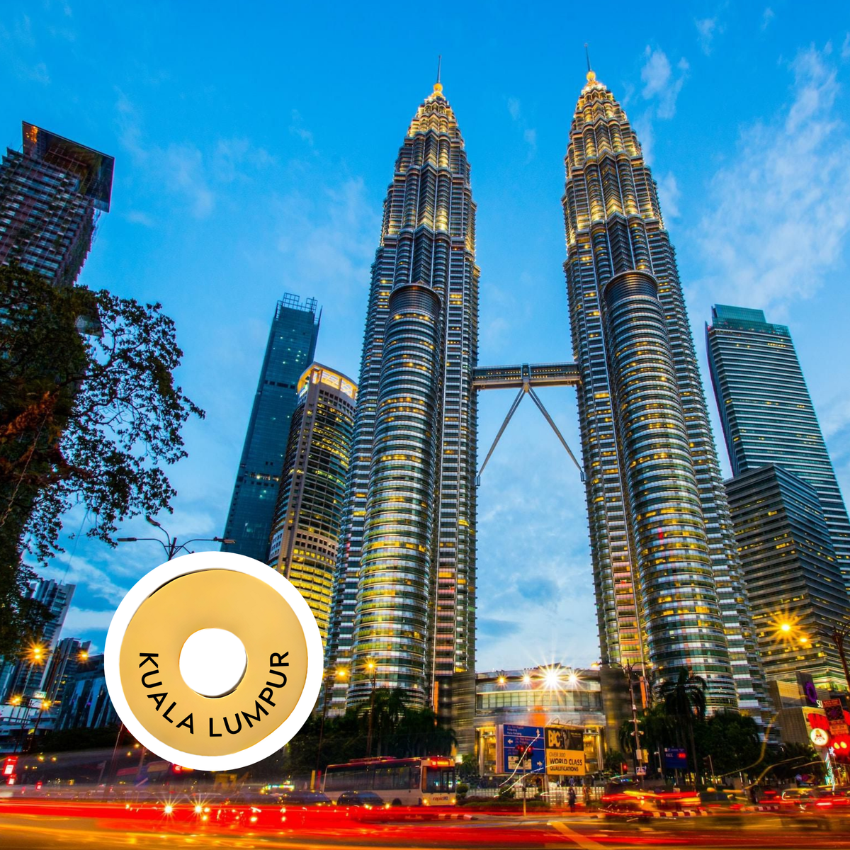 Kuala Lumpur engraved city travel ring