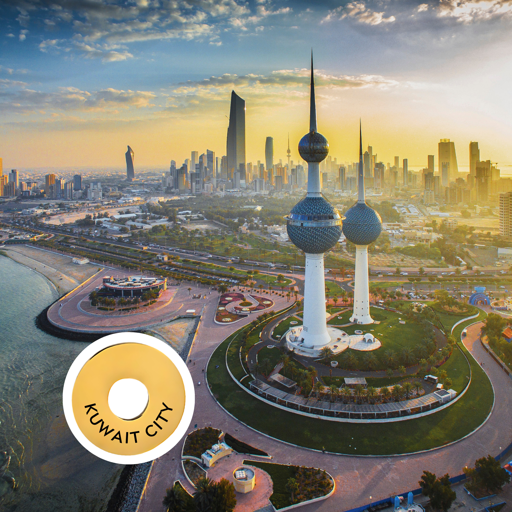 Kuwait City engraved city travel ring