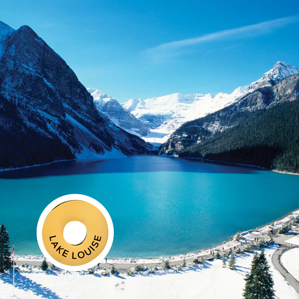 Lake Louise engraved city travel ring