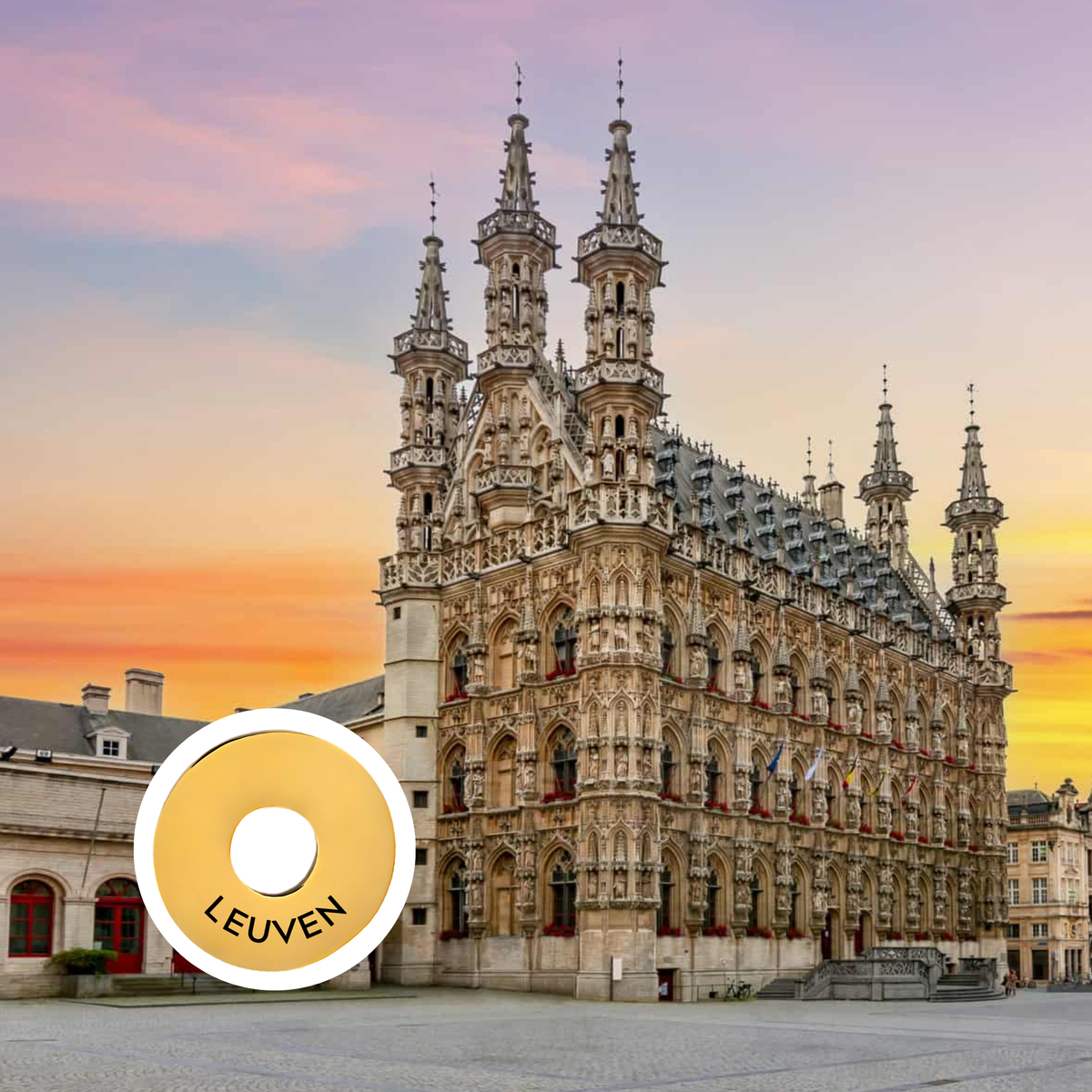 Leuven engraved city travel ring