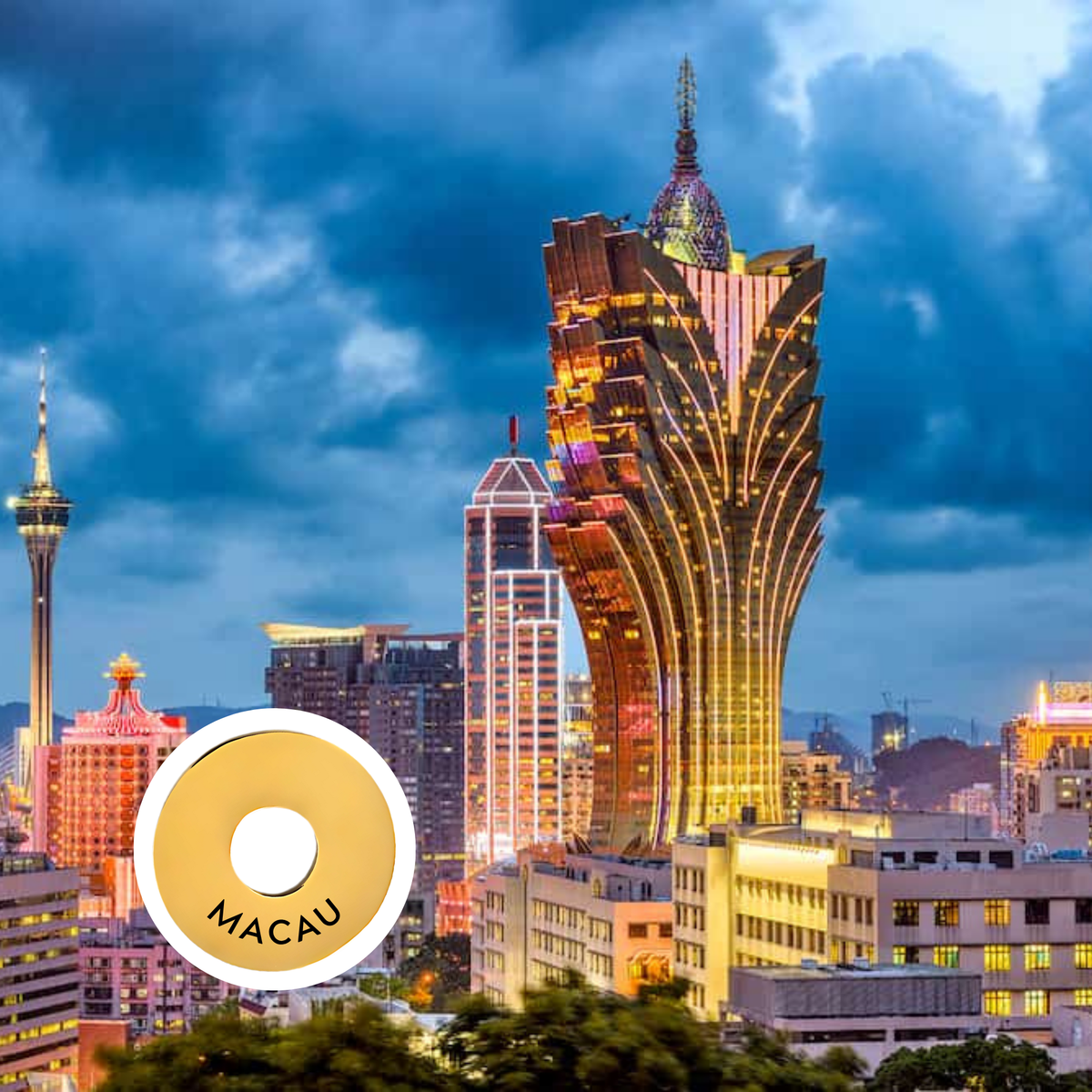 Macau engraved city travel ring