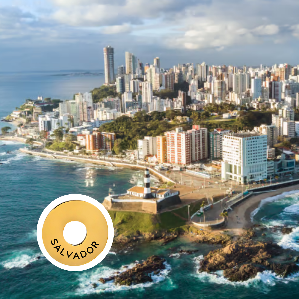 Salvador engraved city travel ring