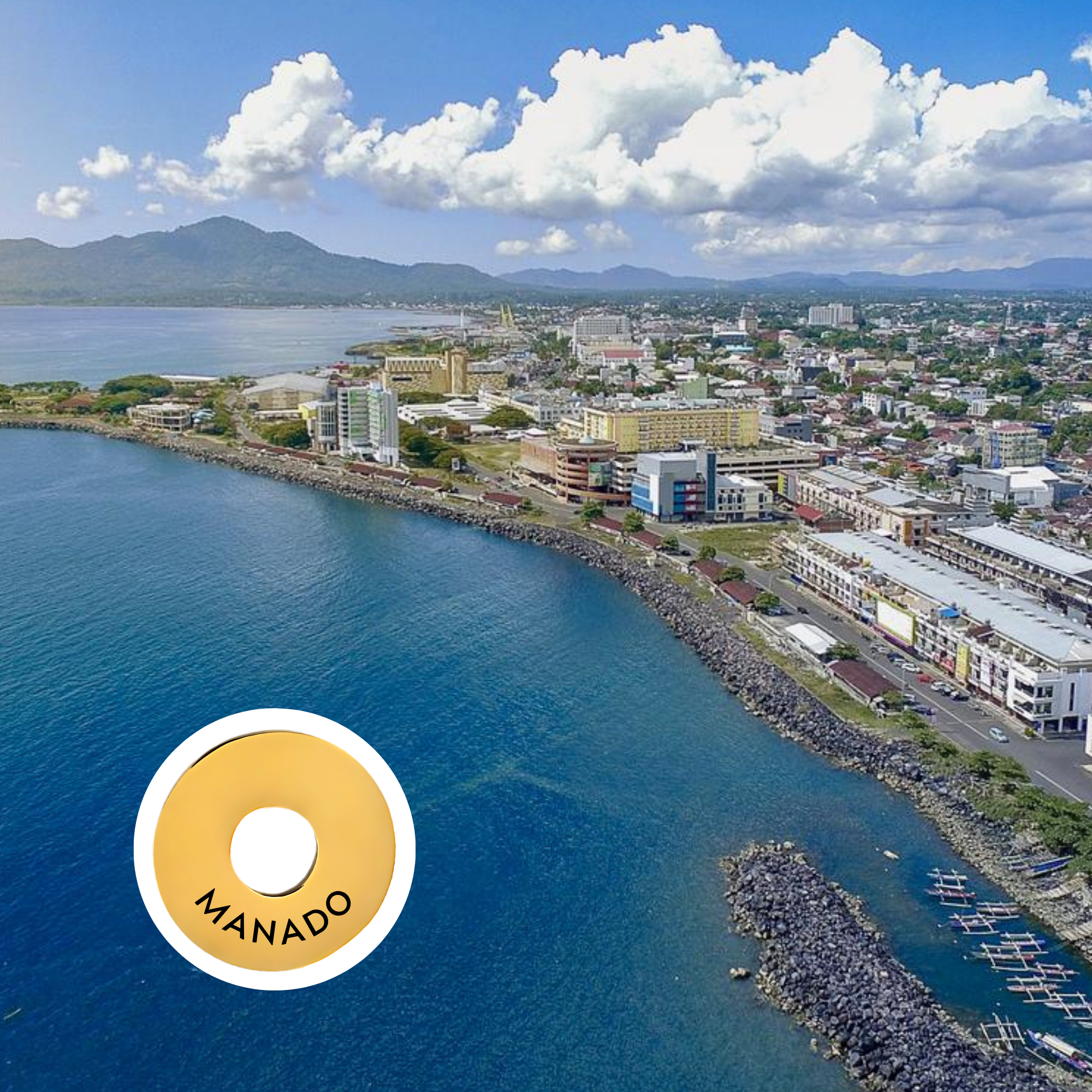 Manado engraved city travel ring