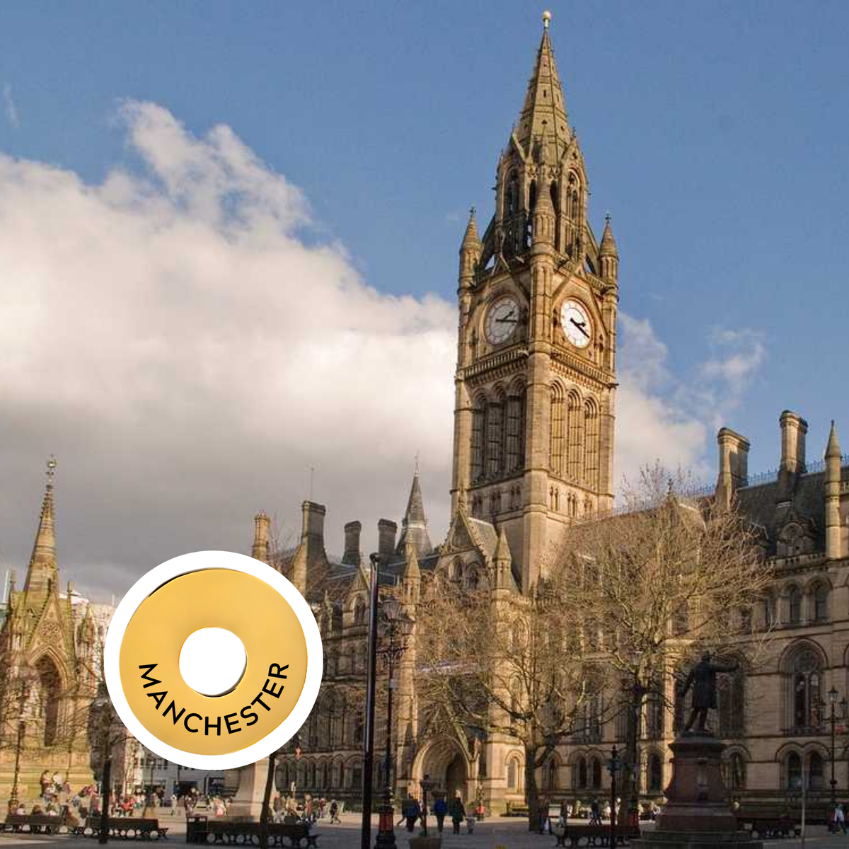Manchester engraved city travel ring