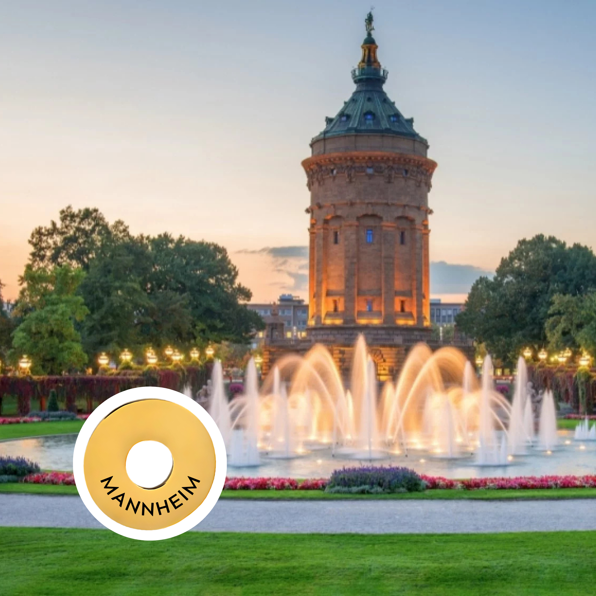 Mannheim engraved city travel ring