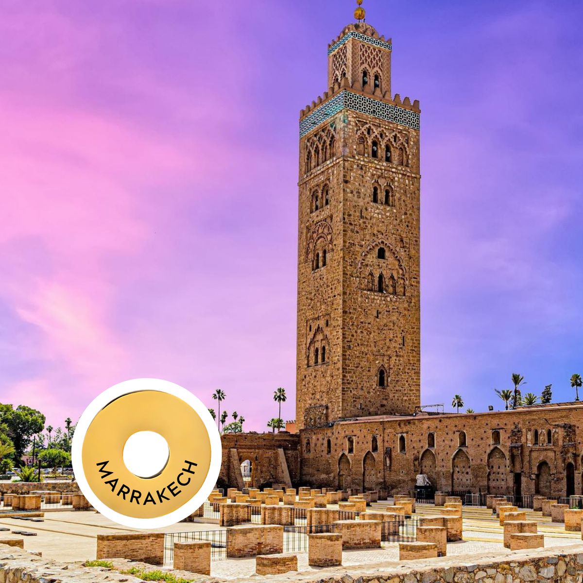 Marrakech engraved city travel ring