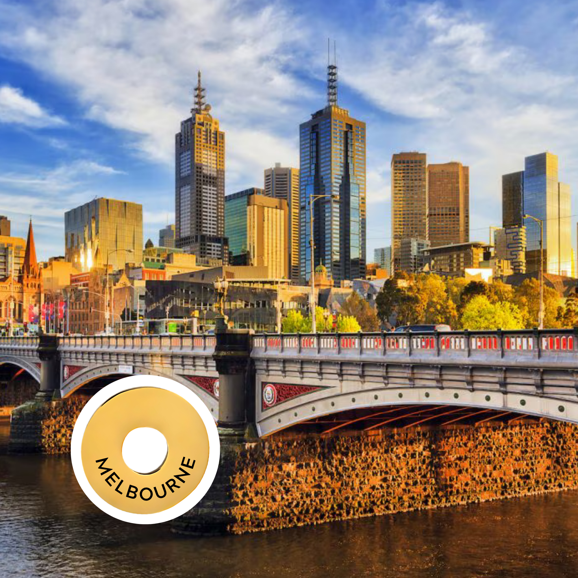 Melbourne engraved city travel ring