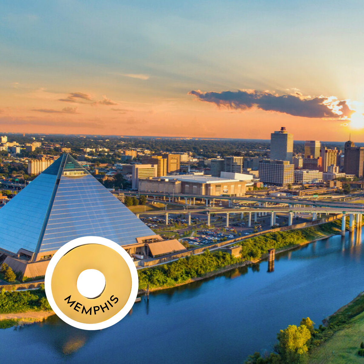 Memphis engraved city travel ring