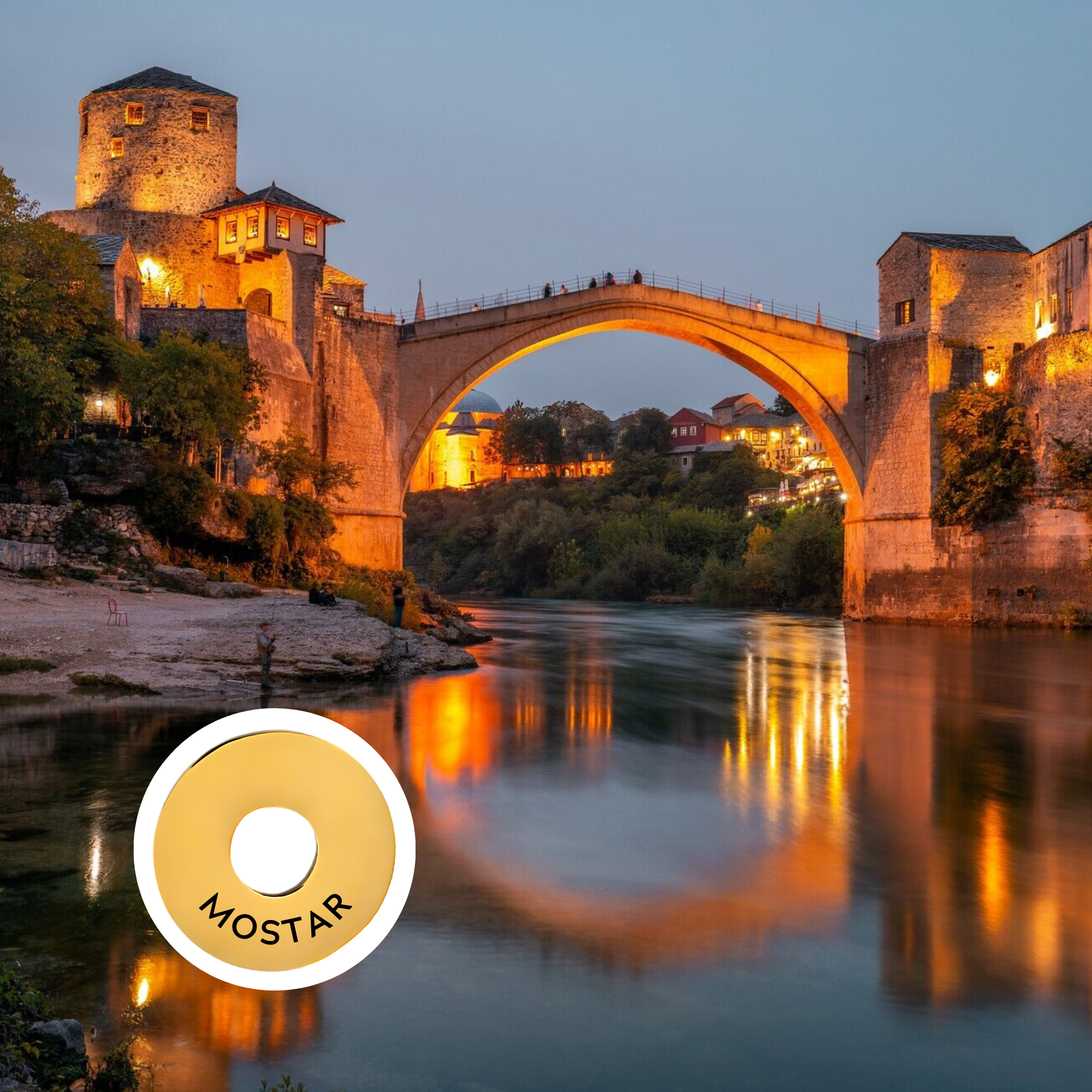 Mostar engraved city travel ring