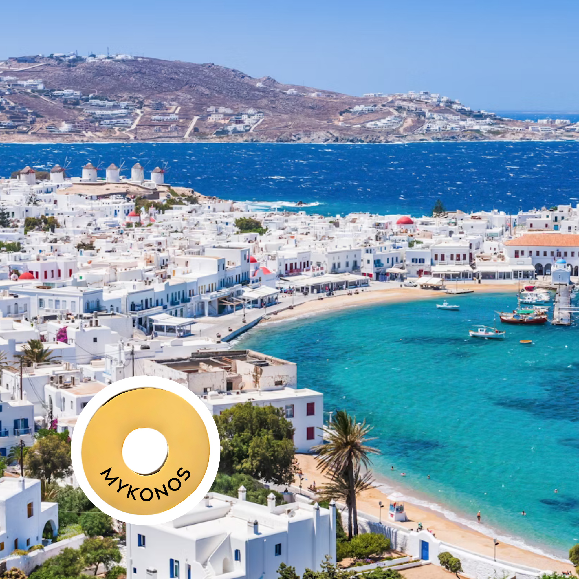 Mykonos engraved city travel ring