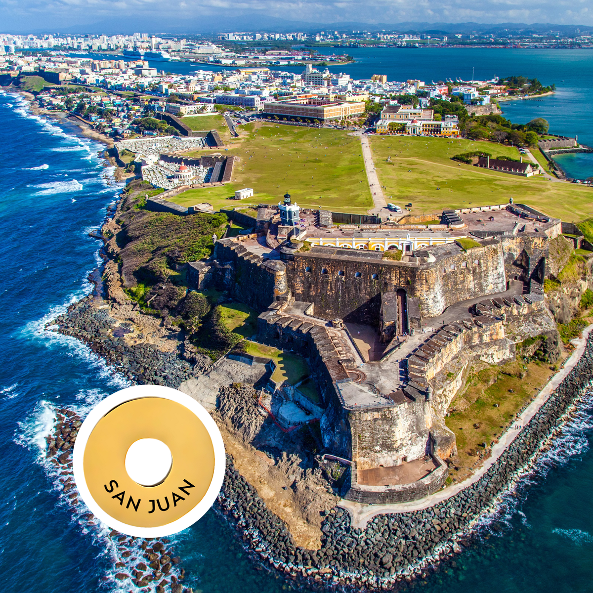 San Juan engraved city travel ring