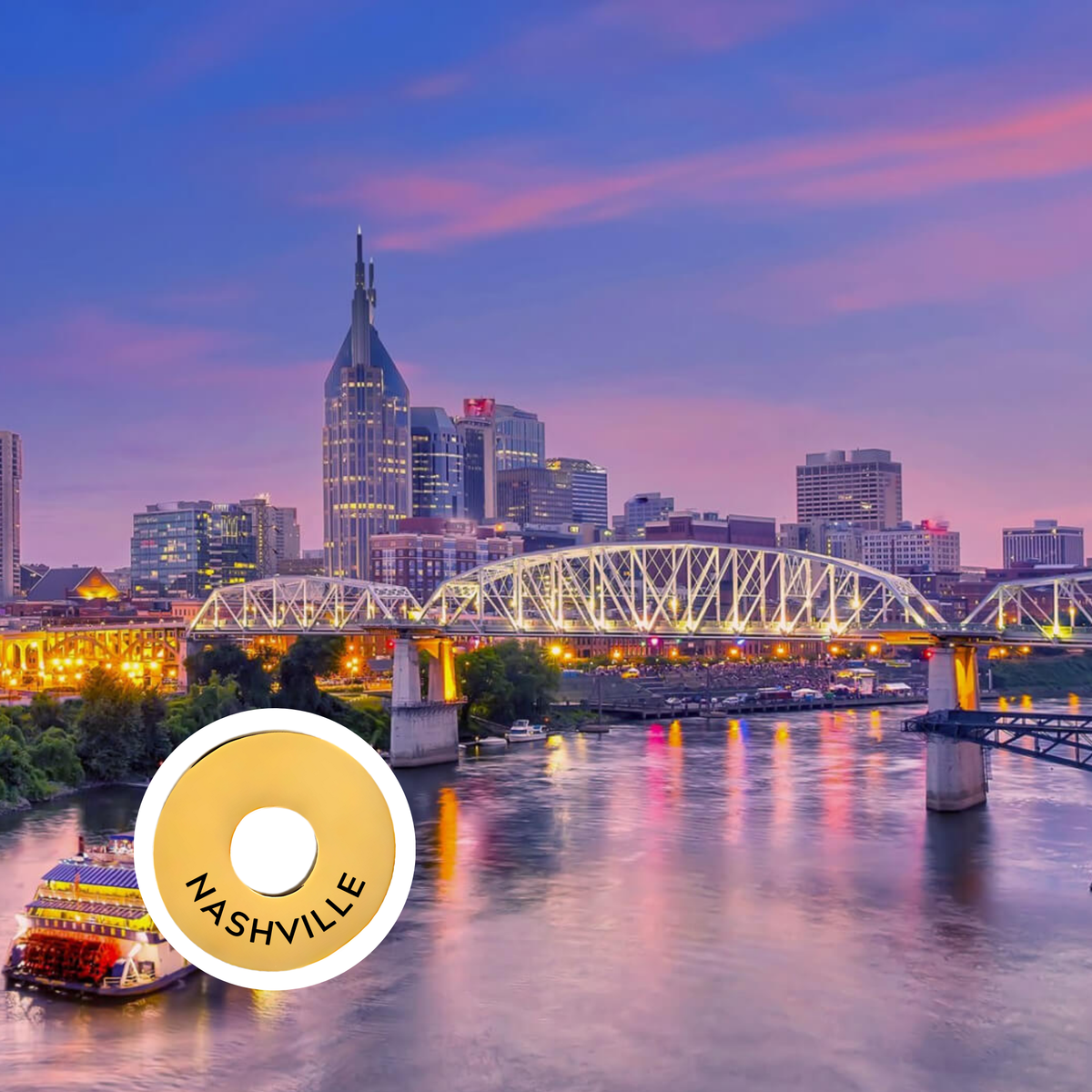 Nashville engraved city travel ring