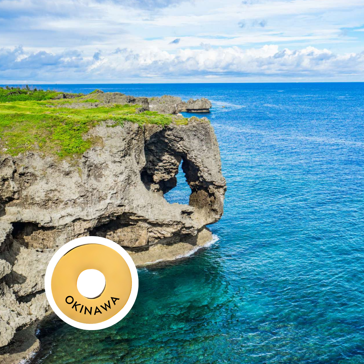 Okinawa engraved city travel ring