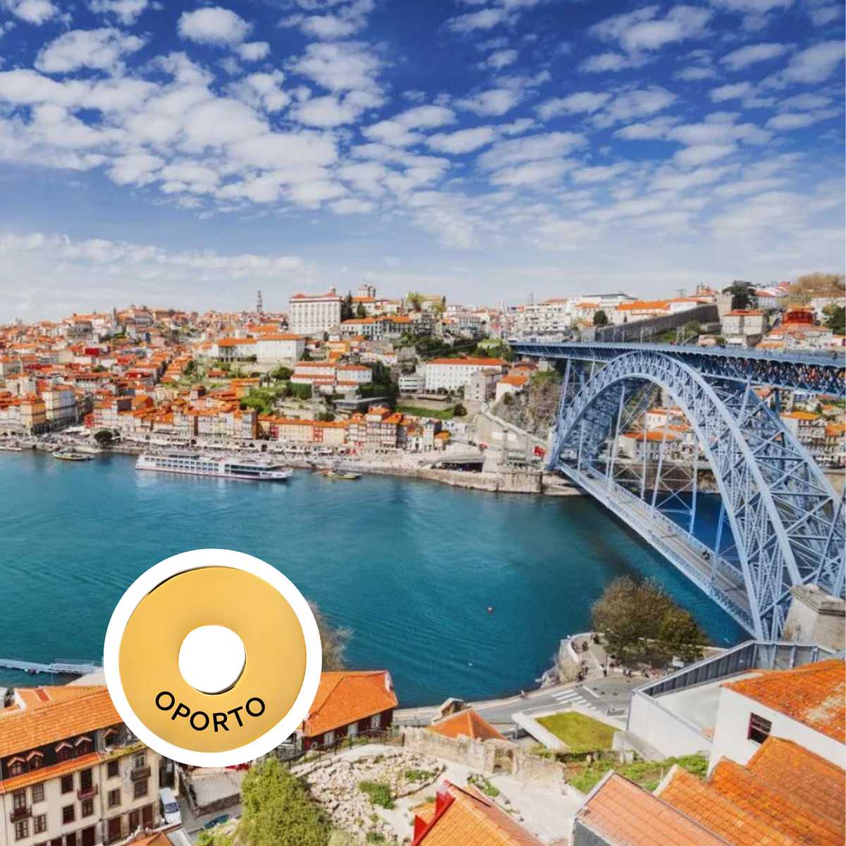 Oporto engraved city travel ring