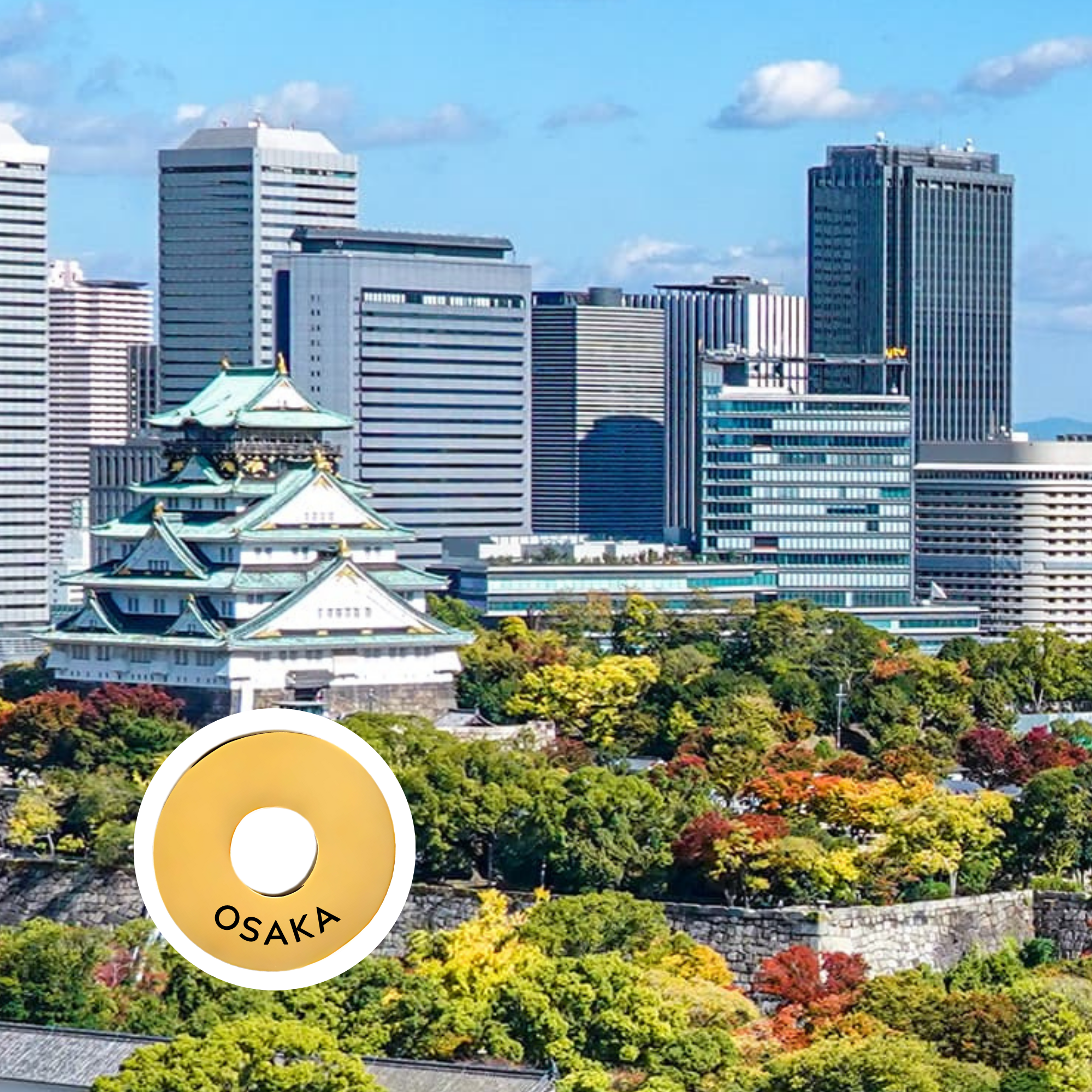 Osaka engraved city travel ring
