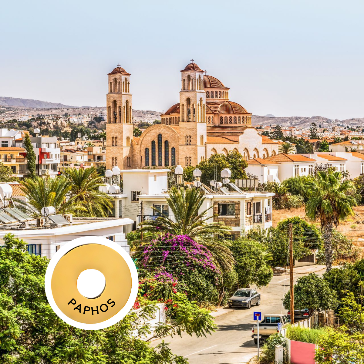 Paphos engraved city travel ring