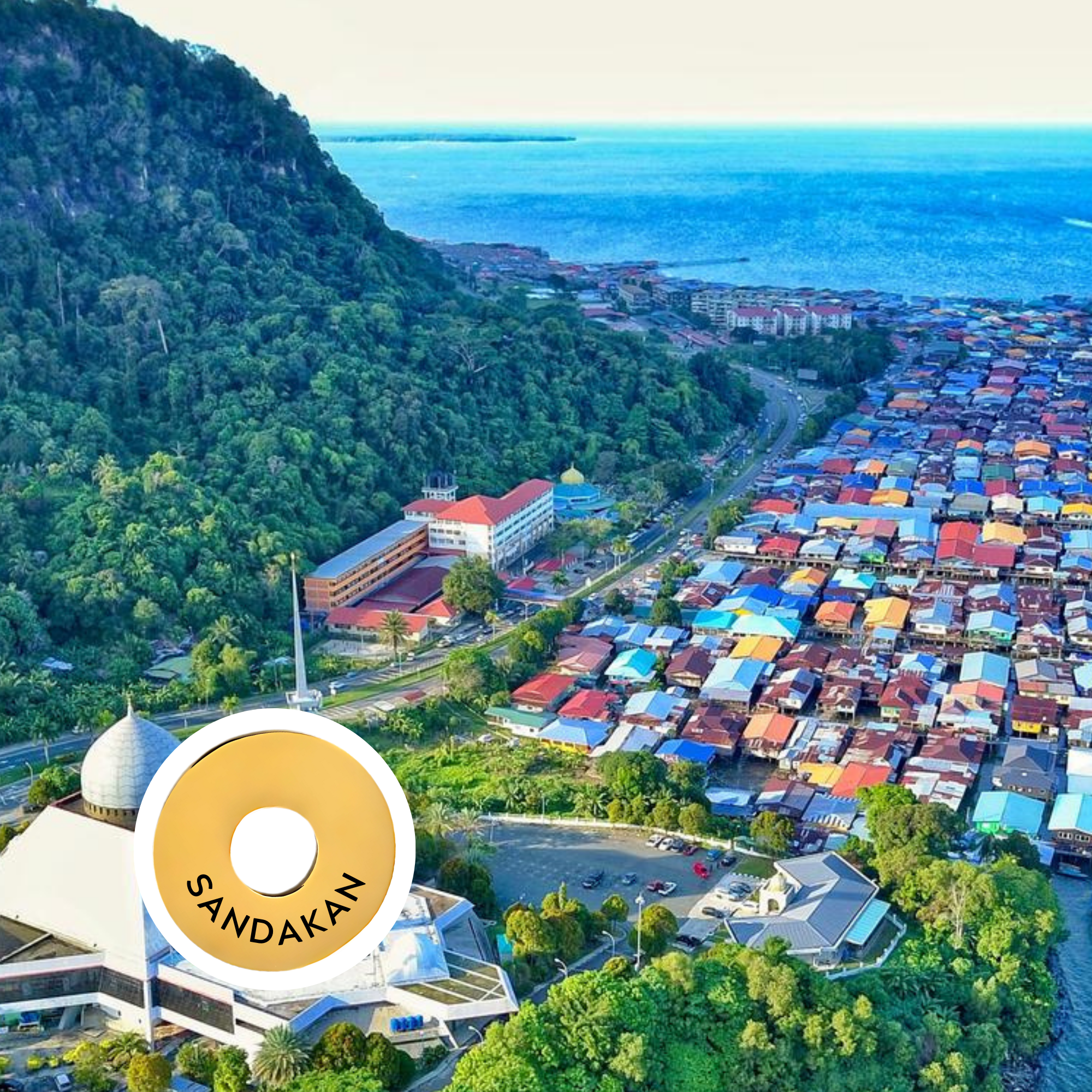 Sandakan engraved city travel ring