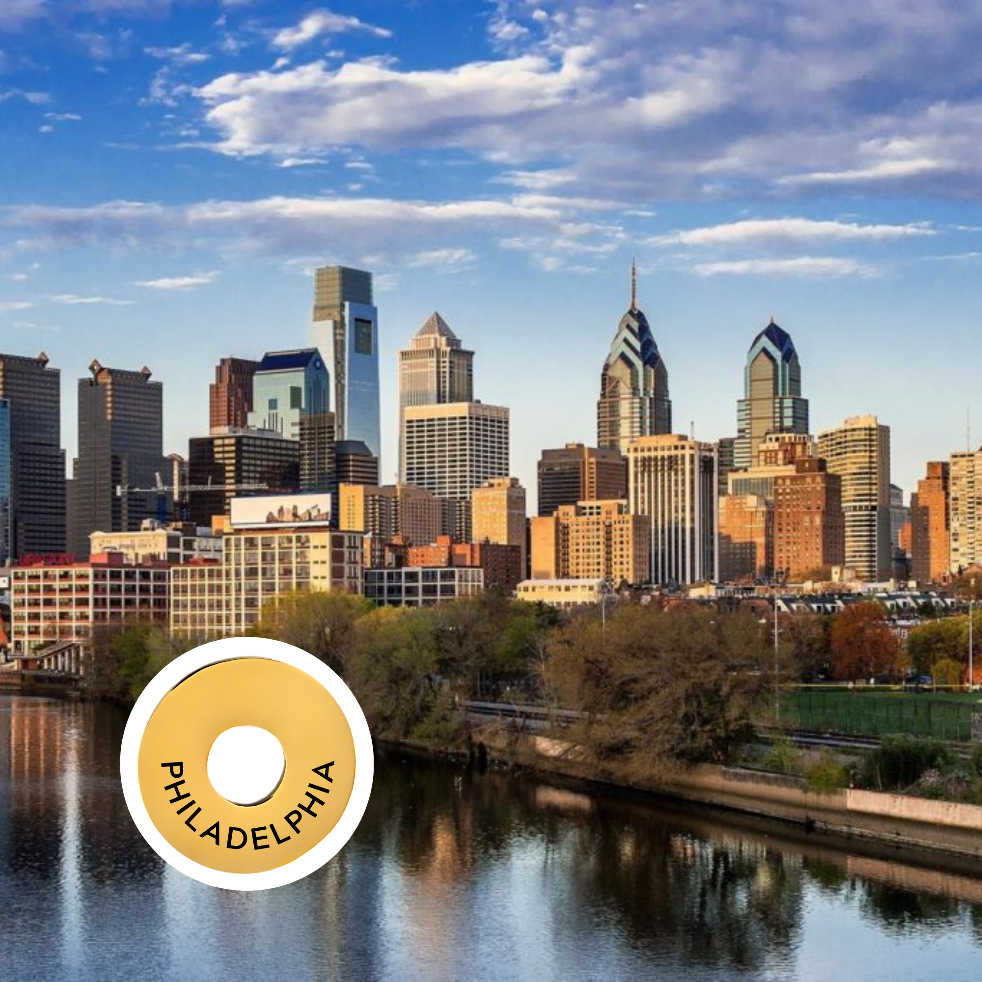Philadelphia engraved city travel ring