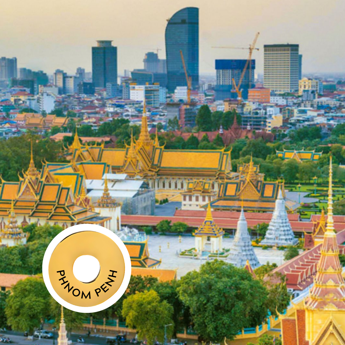 Phnom Penh engraved city travel ring