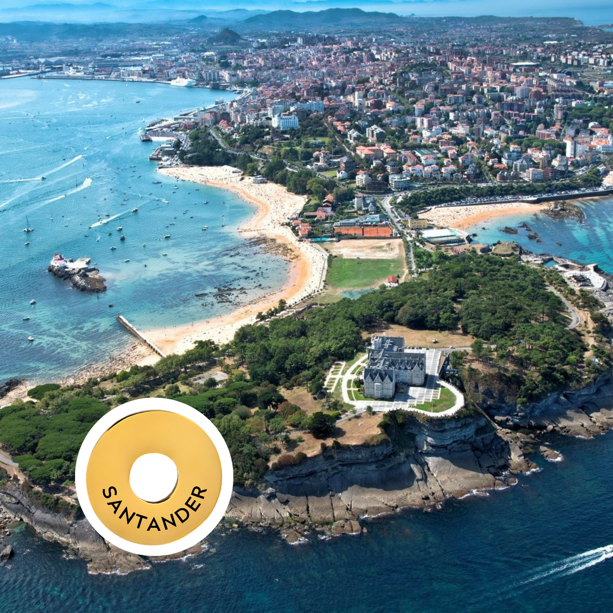 Santander engraved city travel ring