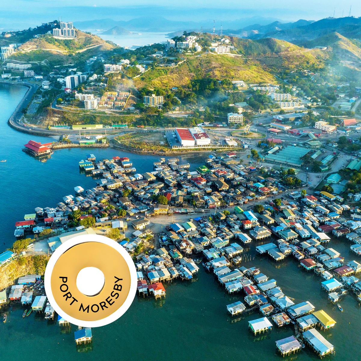 Port Moresby engraved city travel ring