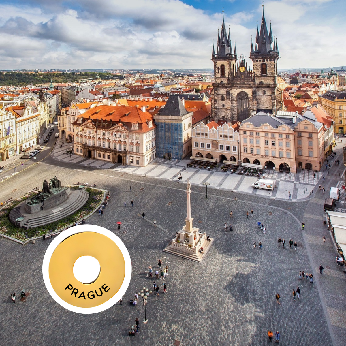 Prague engraved city travel ring