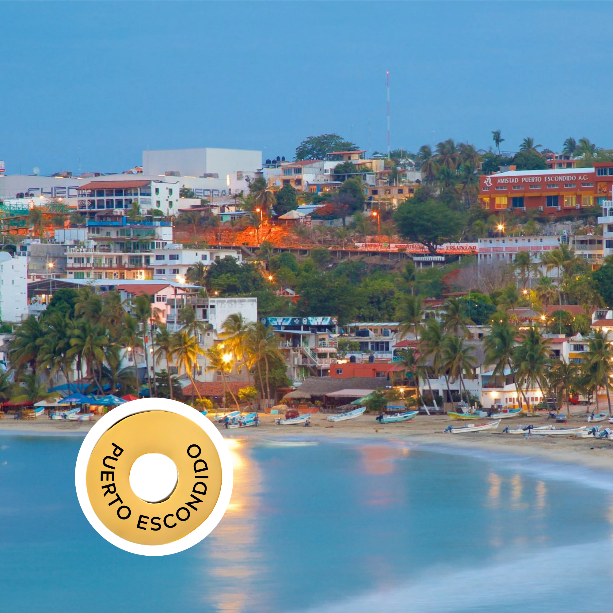 Puerto Escondido engraved city travel ring