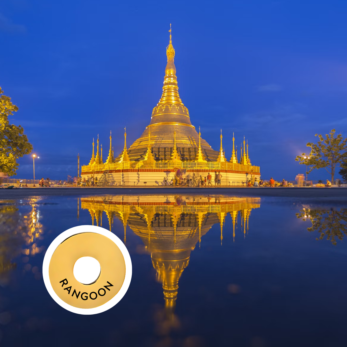 Rangoon engraved city travel ring