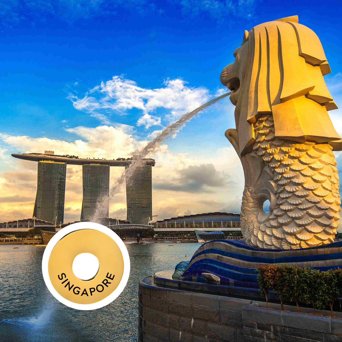Singapore engraved city travel ring