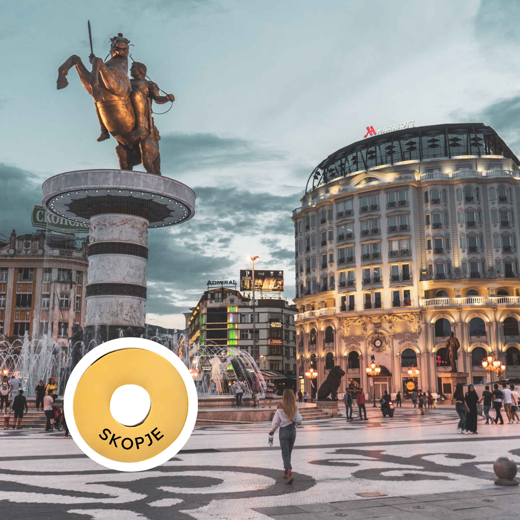 Skopje engraved city travel ring