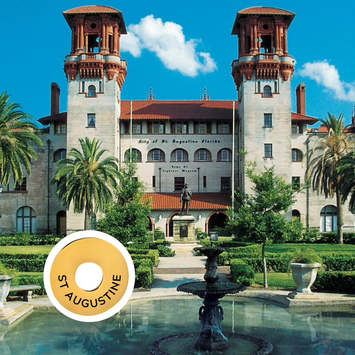 St Augustine engraved city travel ring