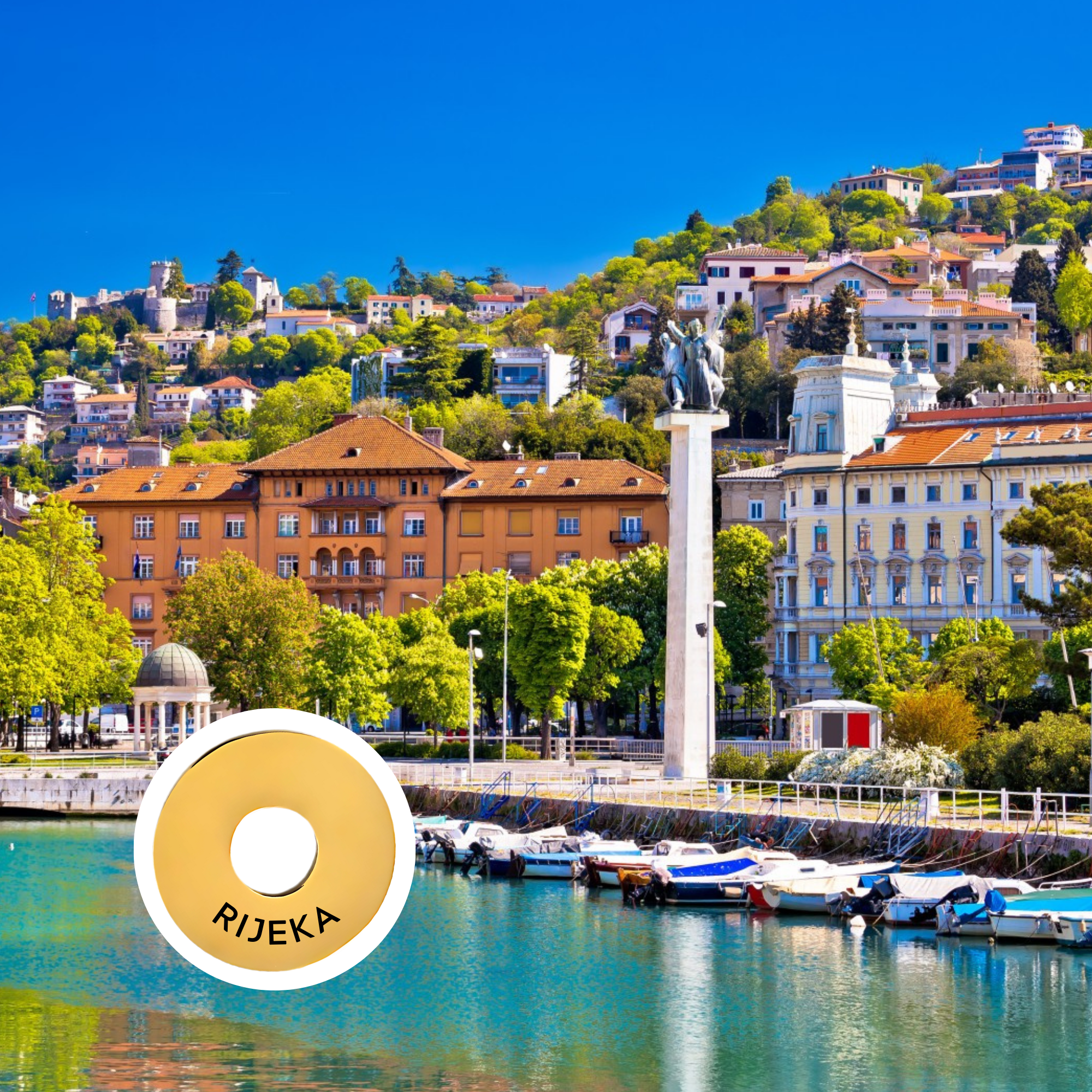 Rijeka engraved city travel ring