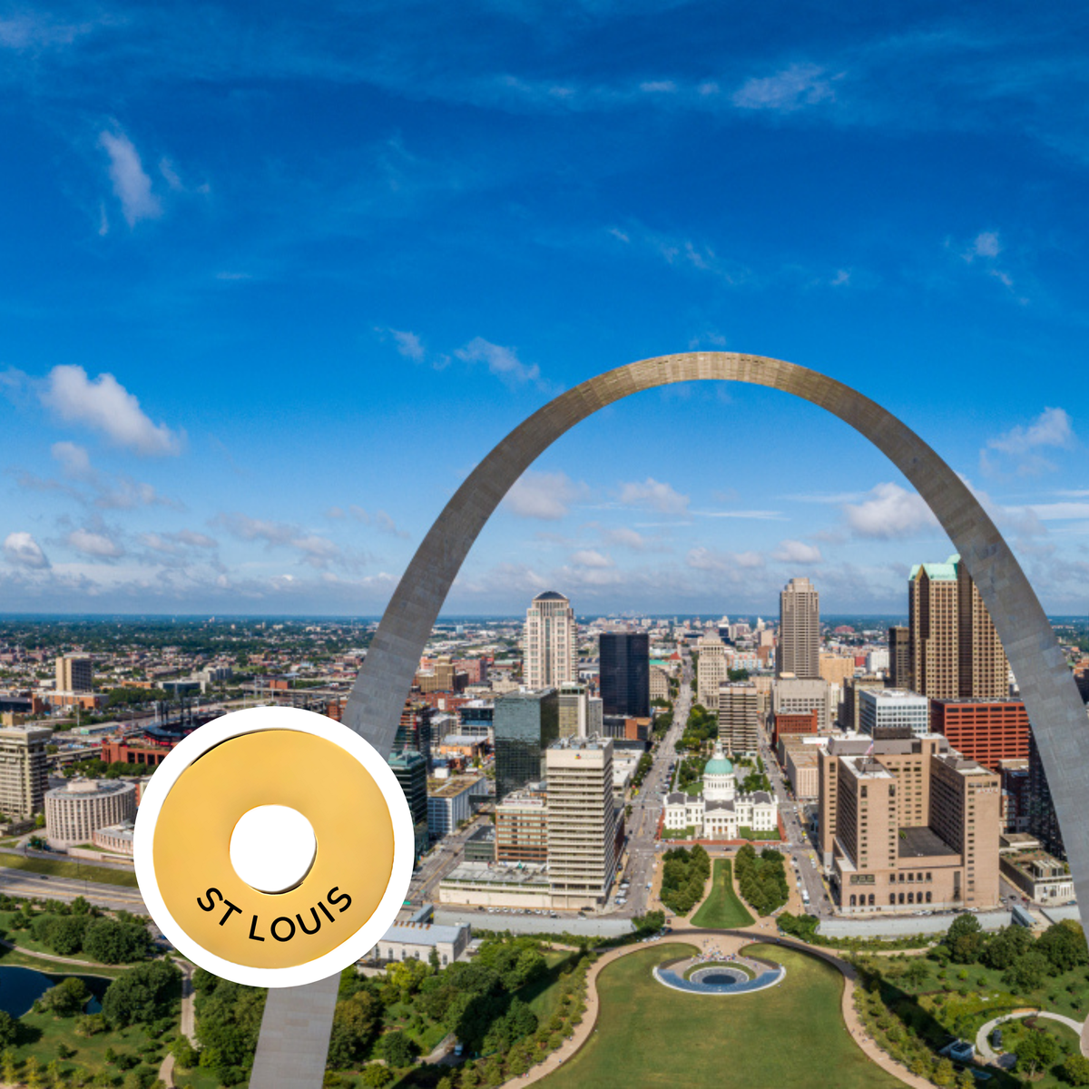 St Louis engraved city travel ring
