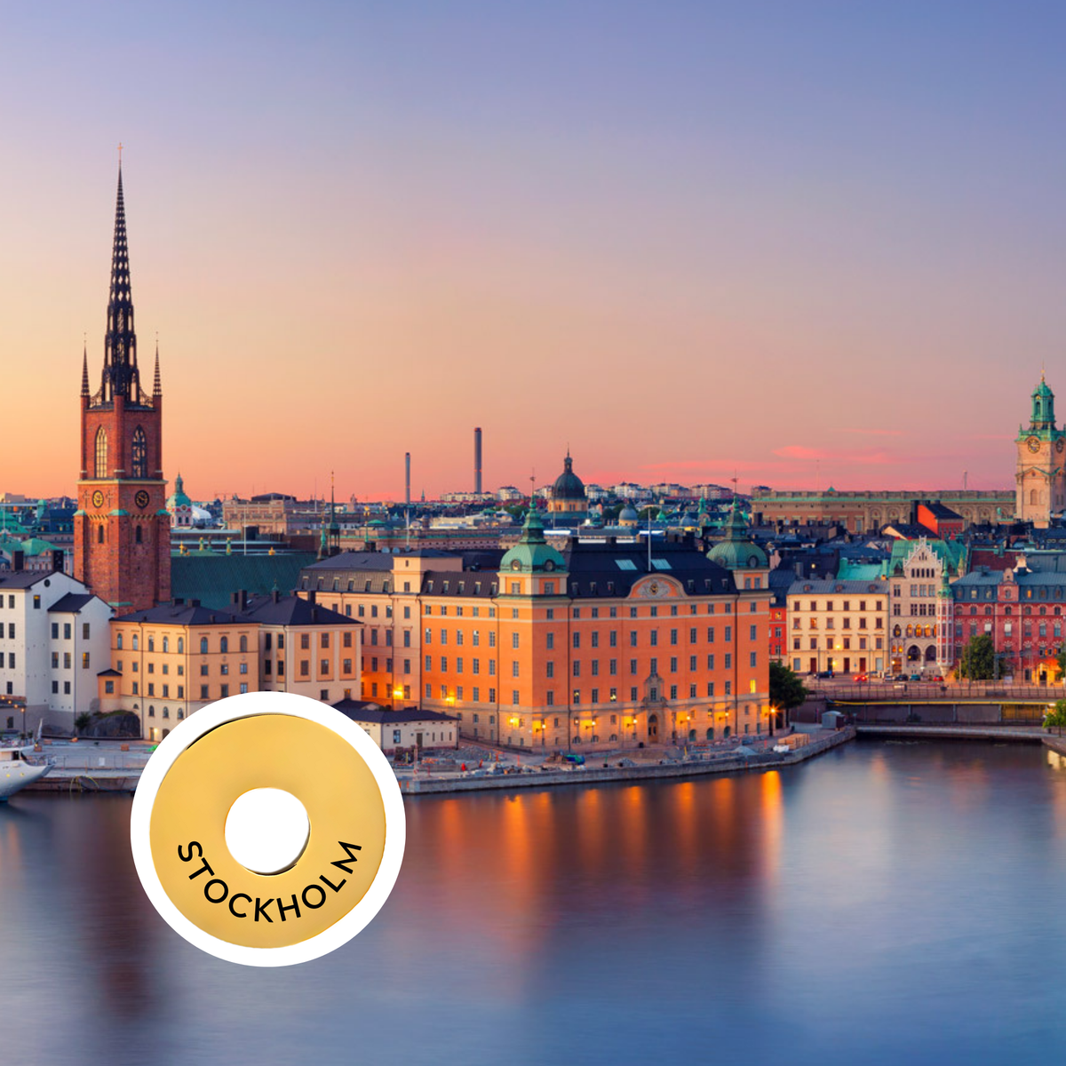 Stockholm engraved city travel ring